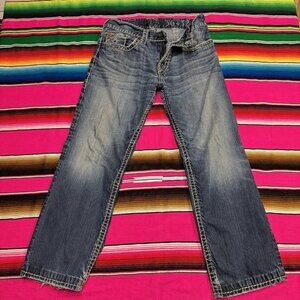 Silver Jeans Men's‎ 36x32 (fit 32x31) ZAC Thick Stitch Western Blue Denim Rodeo